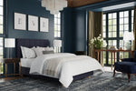 Load image into Gallery viewer, Aurora Premium Bed Frame – premium bed frame made in UAE by DunePine with upholstery finish.