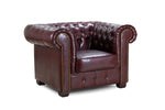 Load image into Gallery viewer, Brown leather armchair with tufted backrest on a white background