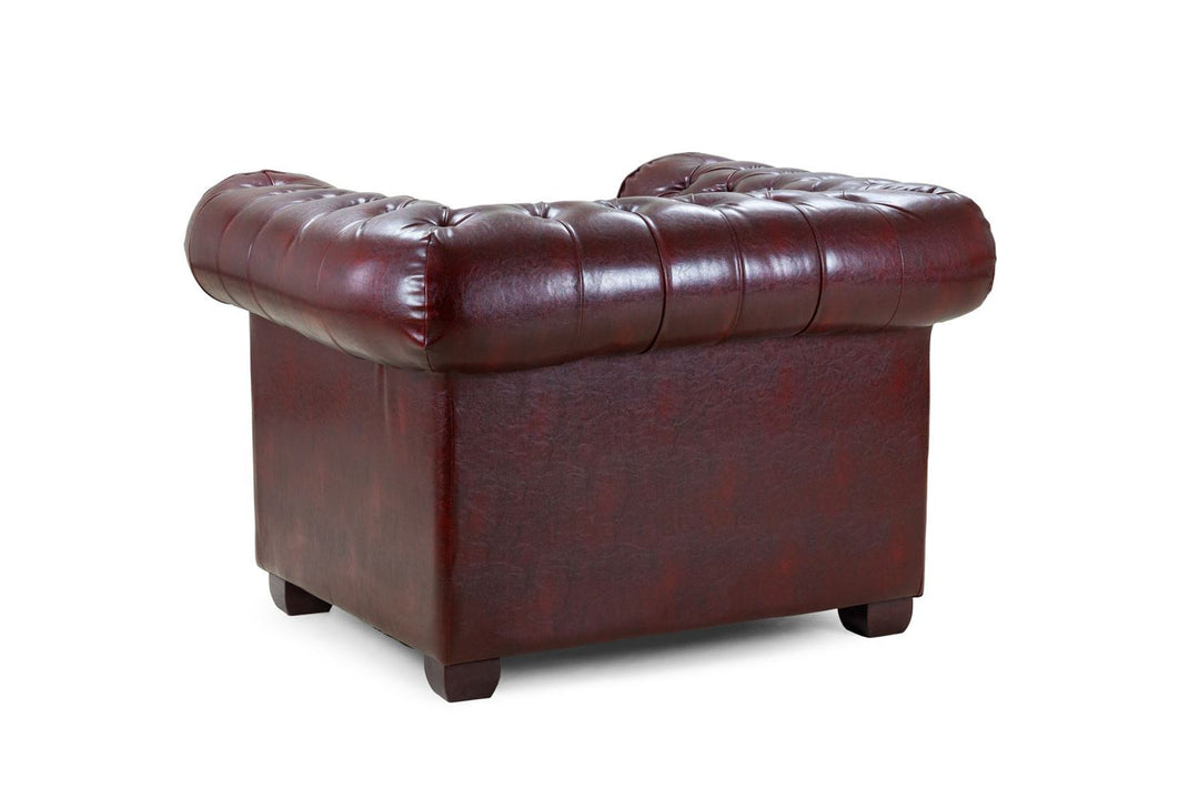 Brown leather armchair on a white background