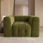 Load image into Gallery viewer, green shaded single seater sofa placed in a living room