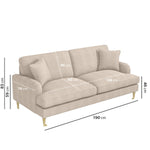 Load image into Gallery viewer, Beige sofa with dimensions marked on a white background
