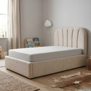 CuddleCurve Upholstered Kids Bed with Removable Safety Rails