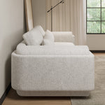 Load image into Gallery viewer, Side view of Curved Cream Boucle 3 Seater Sofa sofa by DunePine - premium handmade upholstery available in UAE.