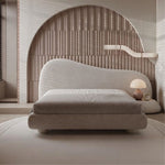 Load image into Gallery viewer, Modern bed with a textured headboard in a minimalistic room.