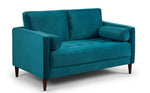 Load image into Gallery viewer, plush teal coloured sofa in a white background