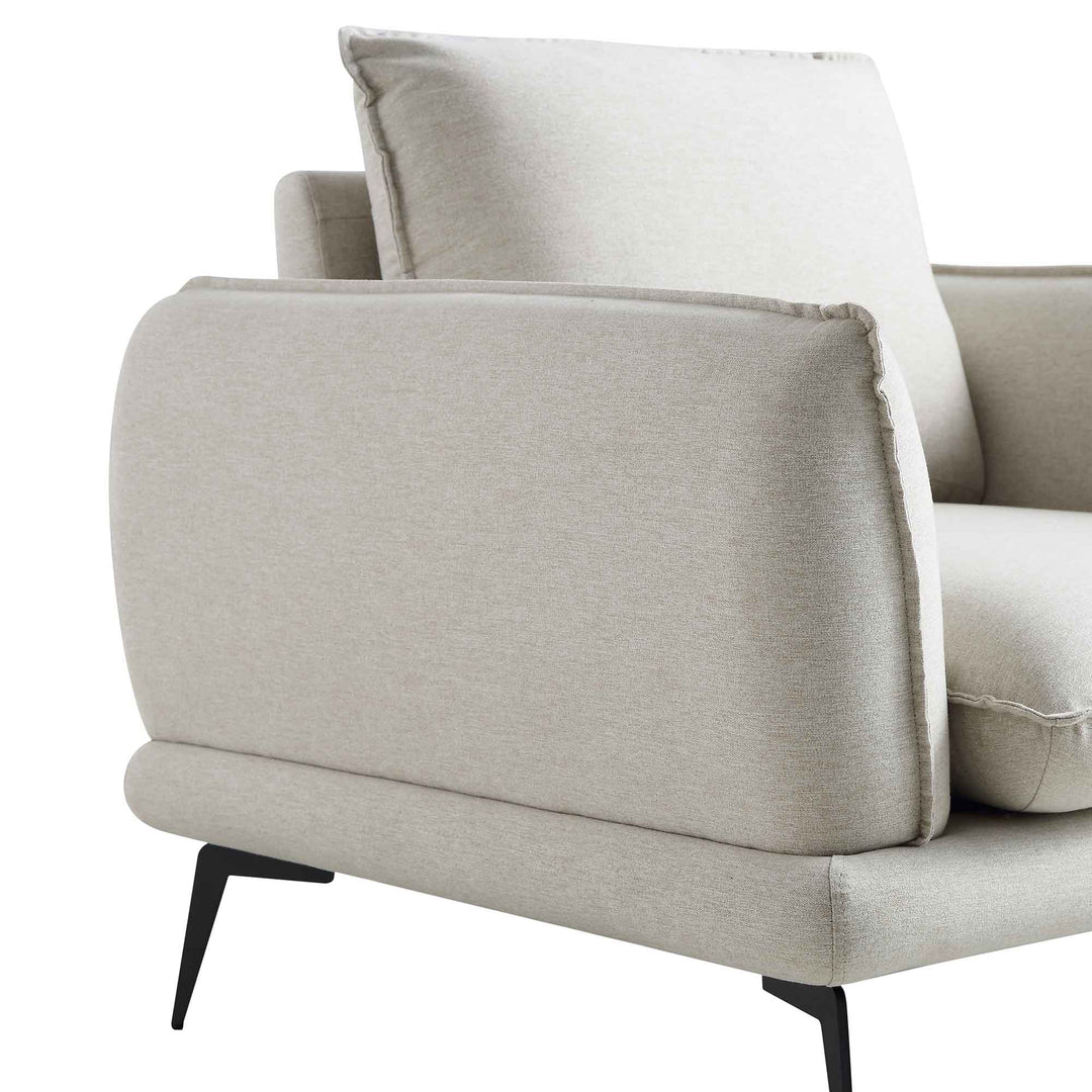 Gray sofa with a pillow on a white background