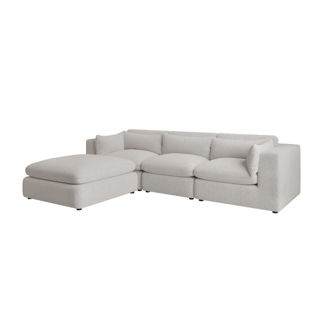 Fron view of Large Beige Boucle Reversible 4 Seater Chaise Corner Sofa sofa by DunePine - premium handmade upholstery available in UAE.