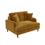 Load image into Gallery viewer, Mustard yellow sofa with two cushions on a white background