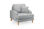 Load image into Gallery viewer, Gray armchair with wooden legs on a white background