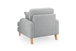 Load image into Gallery viewer, Gray armchair with wooden legs on a white background