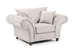 Load image into Gallery viewer, Beige armchair with tufted backrest on a white background