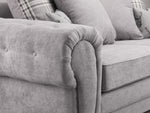 Load image into Gallery viewer, Gray sofa with tufted backrest and decorative pillows