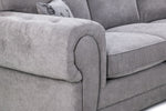 Load image into Gallery viewer, Gray sofa with tufted backrest and cushions on a white background