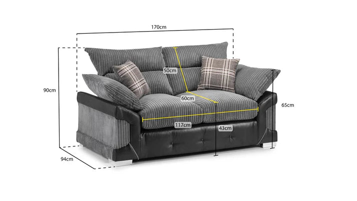 Loom Sofa Black/Grey Sofa in 2, Seater - DunePine UAE