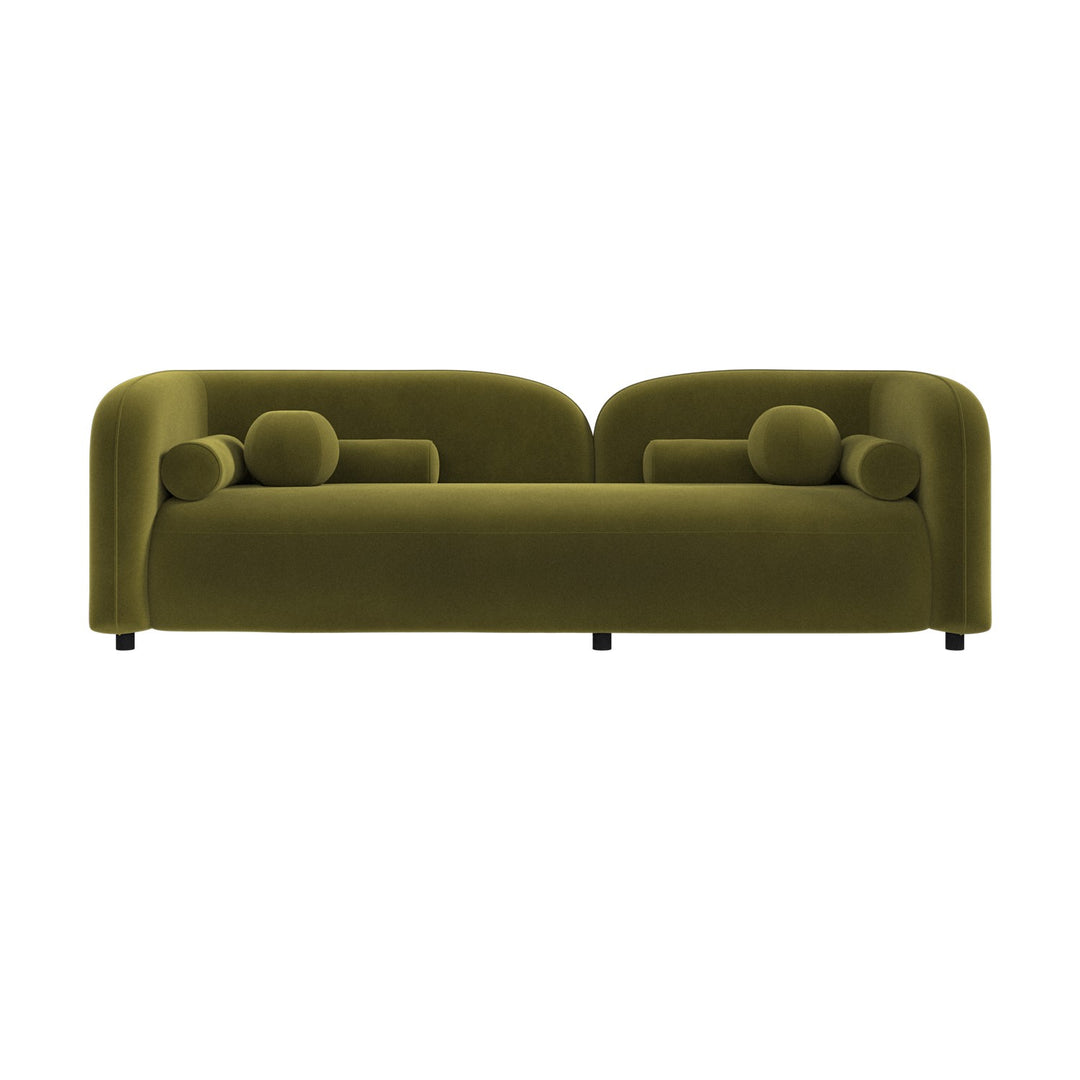 Olive Green Velvet Curved 3 Seater Cloud Sofa sofa by DunePine - premium handmade upholstery available in UAE.