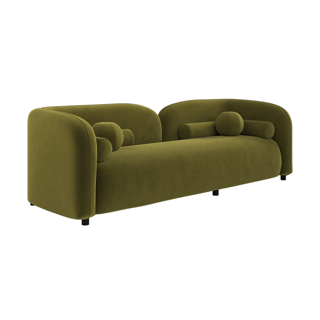 Olive Green Velvet Curved 3 Seater Cloud Sofa sofa by DunePine - premium handmade upholstery available in UAE.