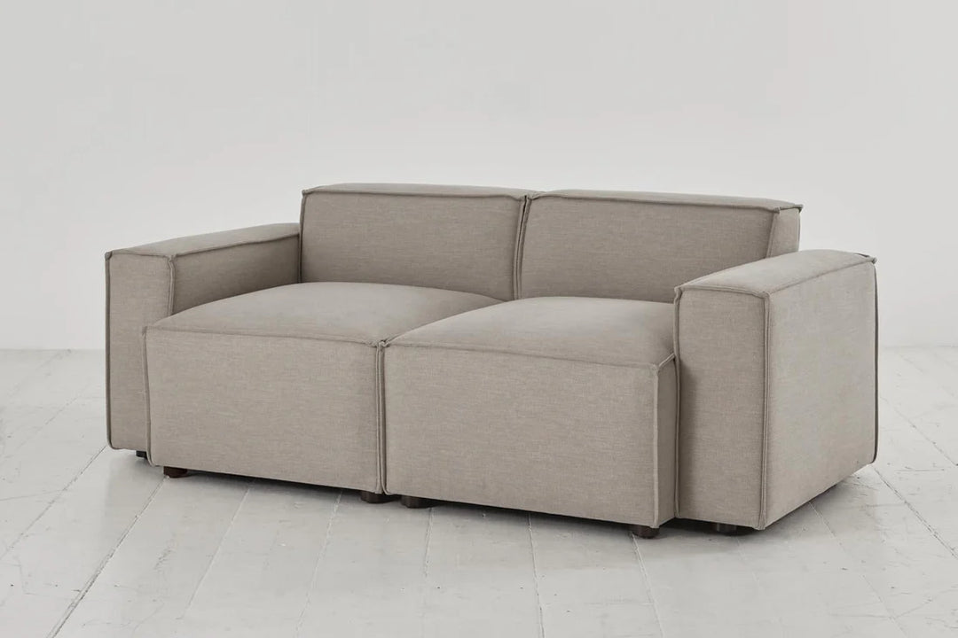 Mocha 2-Seater Sofa - elegant 2-seater sofa with plush cushions, handcrafted by Dunepine, Dubai