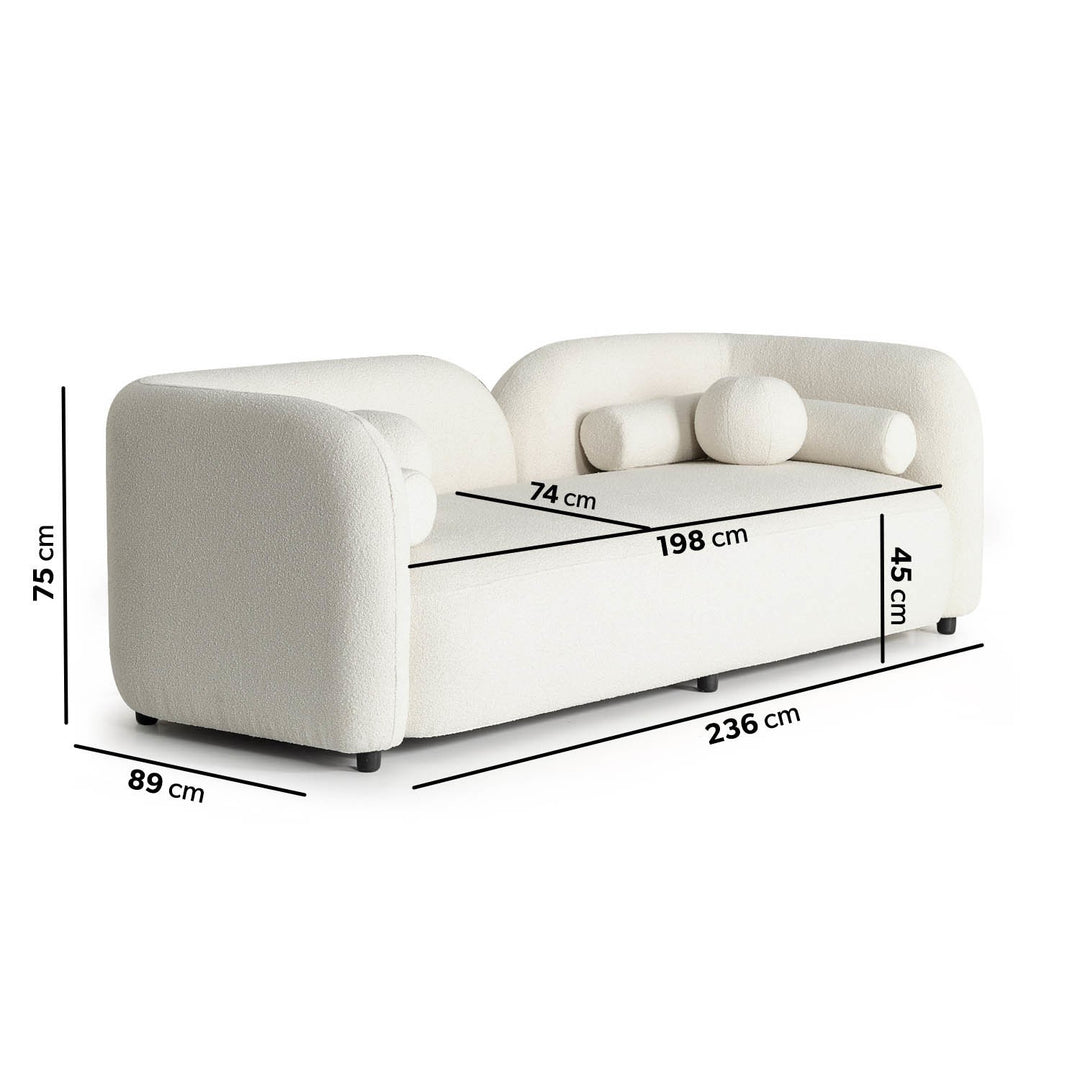 Cream Boucle Curved 3 Seater Cloud Sofa sofa by DunePine - premium handmade upholstery available in UAE.