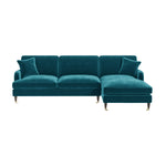 Load image into Gallery viewer, Teal Velvet Right Hand Facing 4 Seater Chaise Corner Sofa sofa by DunePine - premium handmade upholstery available in UAE.