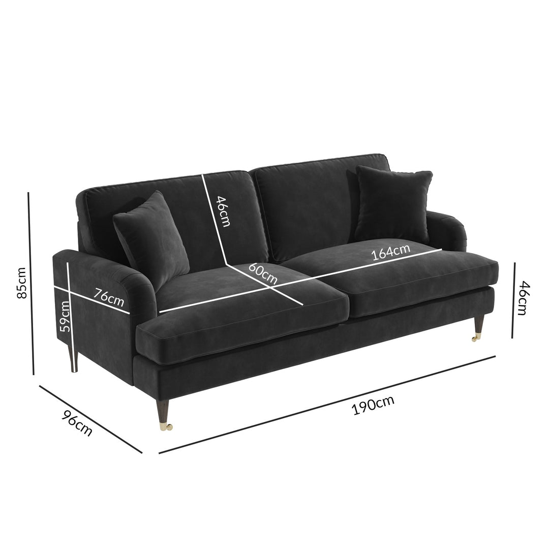 Dark Grey Velvet 2-Seater Sofa and Footstool Set sofa by DunePine - premium handmade upholstery available in UAE.
