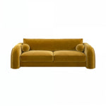 Load image into Gallery viewer, Yellow Velvet Curved 3 Seater Sofa sofa by DunePine - premium handmade upholstery available in UAE.