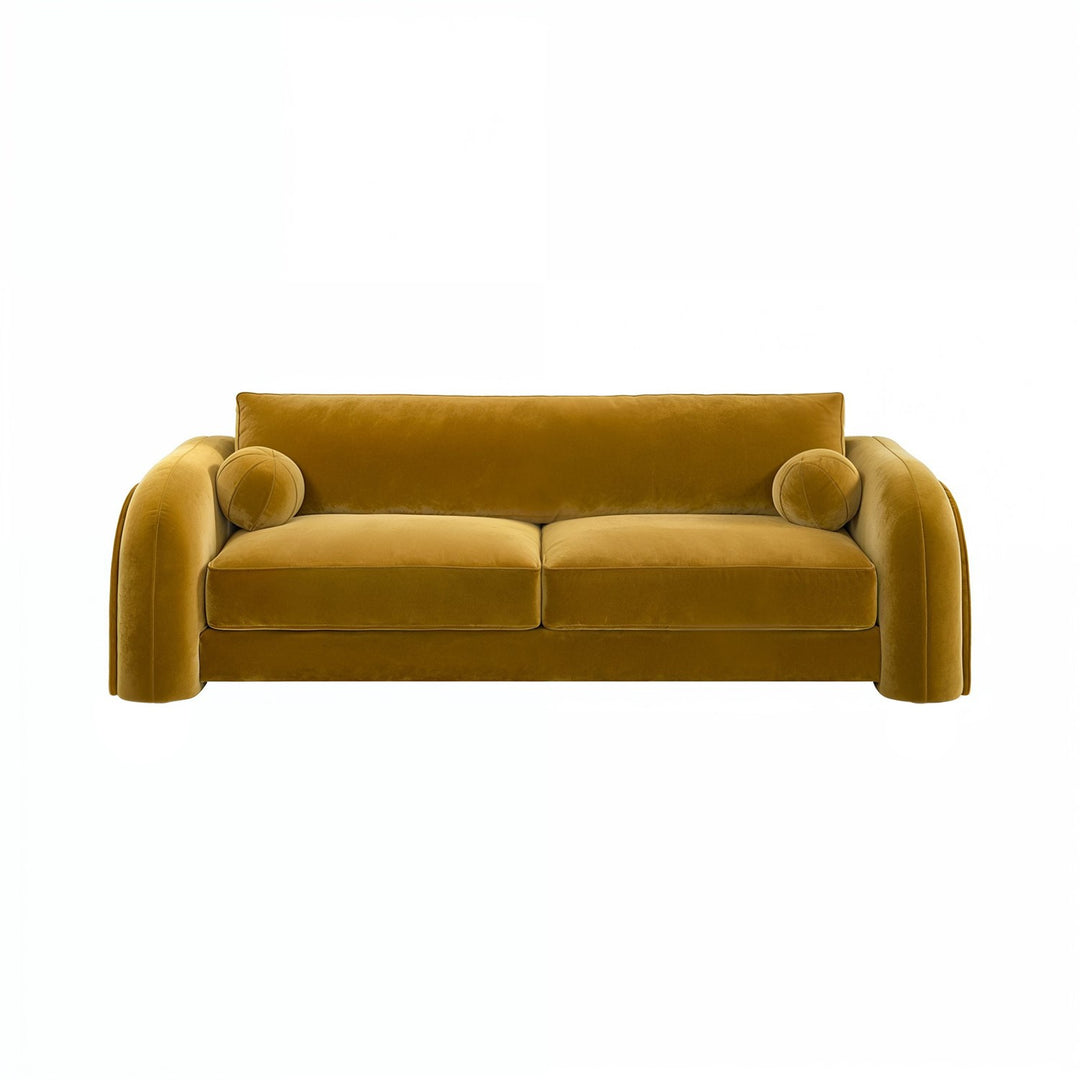Yellow Velvet Curved 3 Seater Sofa sofa by DunePine - premium handmade upholstery available in UAE.