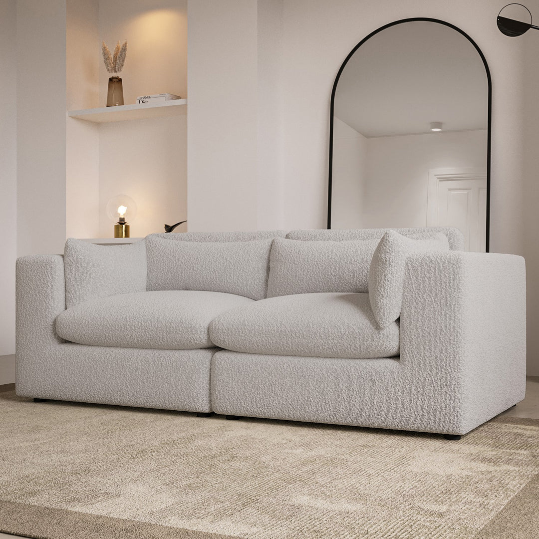 Beige Boucle 3 Seater Sofa sofa by DunePine - premium handmade upholstery available in UAE.