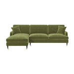 Load image into Gallery viewer, Olive Green Velvet Left Hand Facing 4 Seater Chaise Corner Sofa sofa by DunePine - premium handmade upholstery available in UAE.