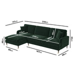 Load image into Gallery viewer, Dark Green Velvet Left Hand Facing 4 Seater Chaise Corner Sofa sofa by DunePine - premium handmade upholstery available in UAE.