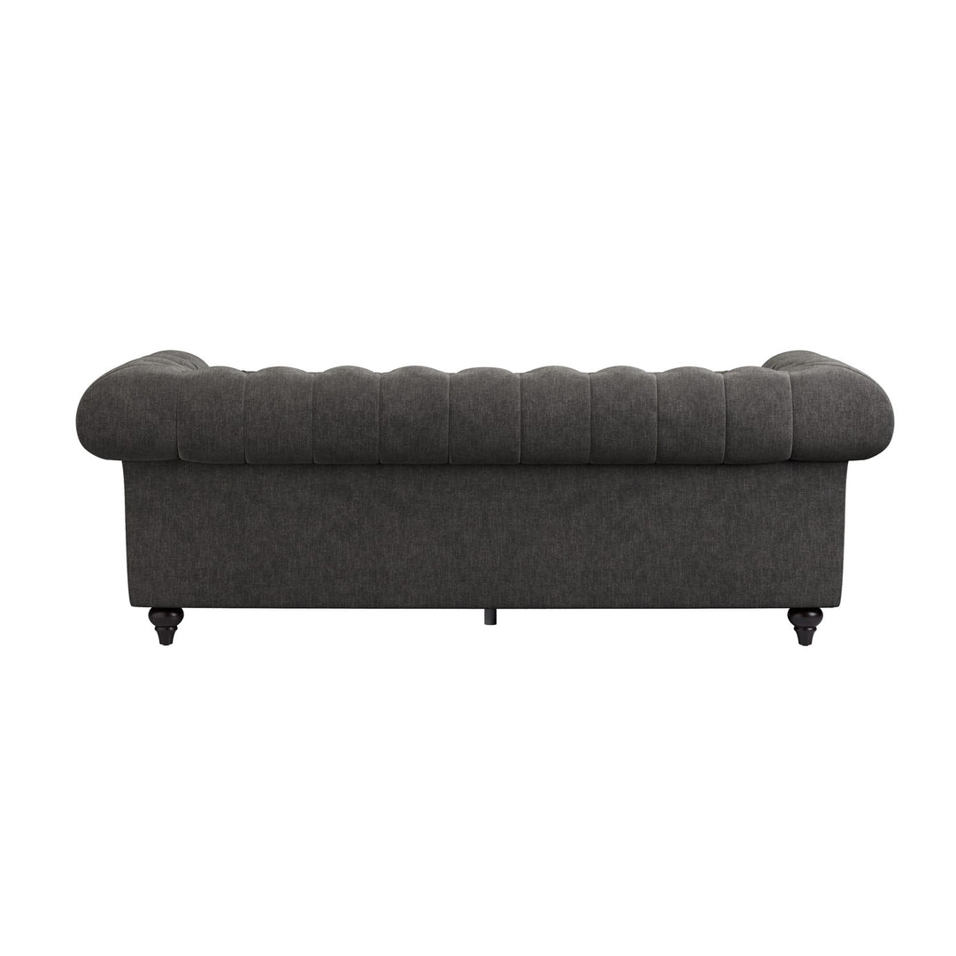 Grey Fabric Chesterfield 3 Seater Sofa sofa by DunePine - premium handmade upholstery available in UAE.