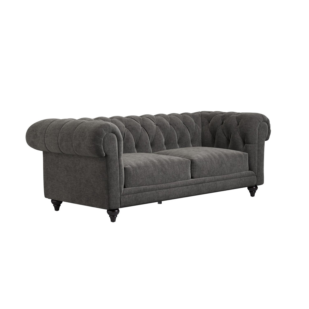 Grey Fabric Chesterfield 3 Seater Sofa sofa by DunePine - premium handmade upholstery available in UAE.