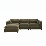 Load image into Gallery viewer, Large Khaki Green Velvet Reversible 4 Seater Chaise Corner Sofa sofa by DunePine - premium handmade upholstery available in UAE.