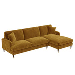 Load image into Gallery viewer, Mustard Velvet Right Hand Facing 4 Seater Chaise Corner Sofa sofa by DunePine - premium handmade upholstery available in UAE.