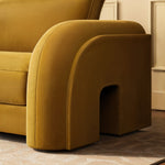 Load image into Gallery viewer, Yellow Velvet Curved 3 Seater Sofa sofa by DunePine - premium handmade upholstery available in UAE.