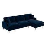 Load image into Gallery viewer, Navy Velvet Right Hand Facing 4 Seater Chaise Corner Sofa sofa by DunePine - premium handmade upholstery available in UAE.