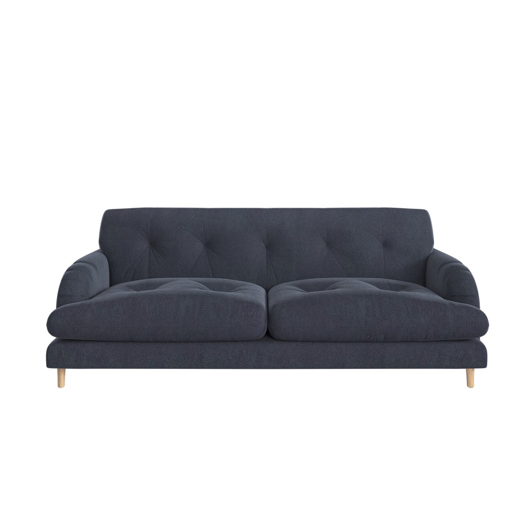 Dark Blue Velvet 3 Seater Mid Century Sofa sofa by DunePine - premium handmade upholstery available in UAE.