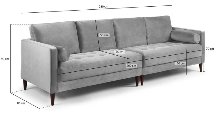 Velora Sofa Plush Blue Sofa in 4, Seater - DunePine UAE