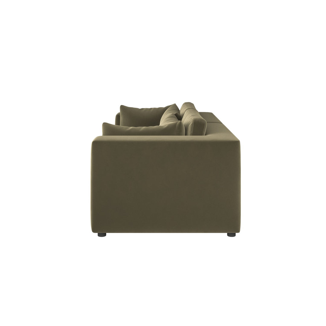 Khaki Green Velvet 3 Seater Sofa sofa by DunePine - premium handmade upholstery available in UAE.