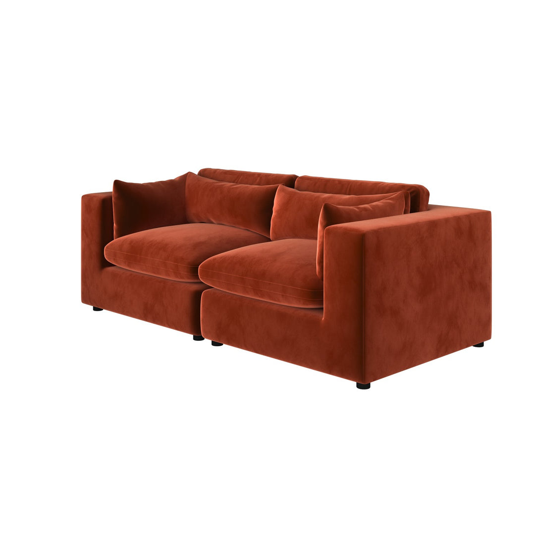 Burnt Orange Velvet 3 Seater Sofa sofa by DunePine - premium handmade upholstery available in UAE.