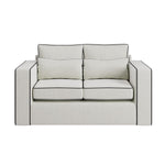 Load image into Gallery viewer, Cream Fabric 2 Seater Sofa with Black Contrast Piping sofa by DunePine - premium handmade upholstery available in UAE.