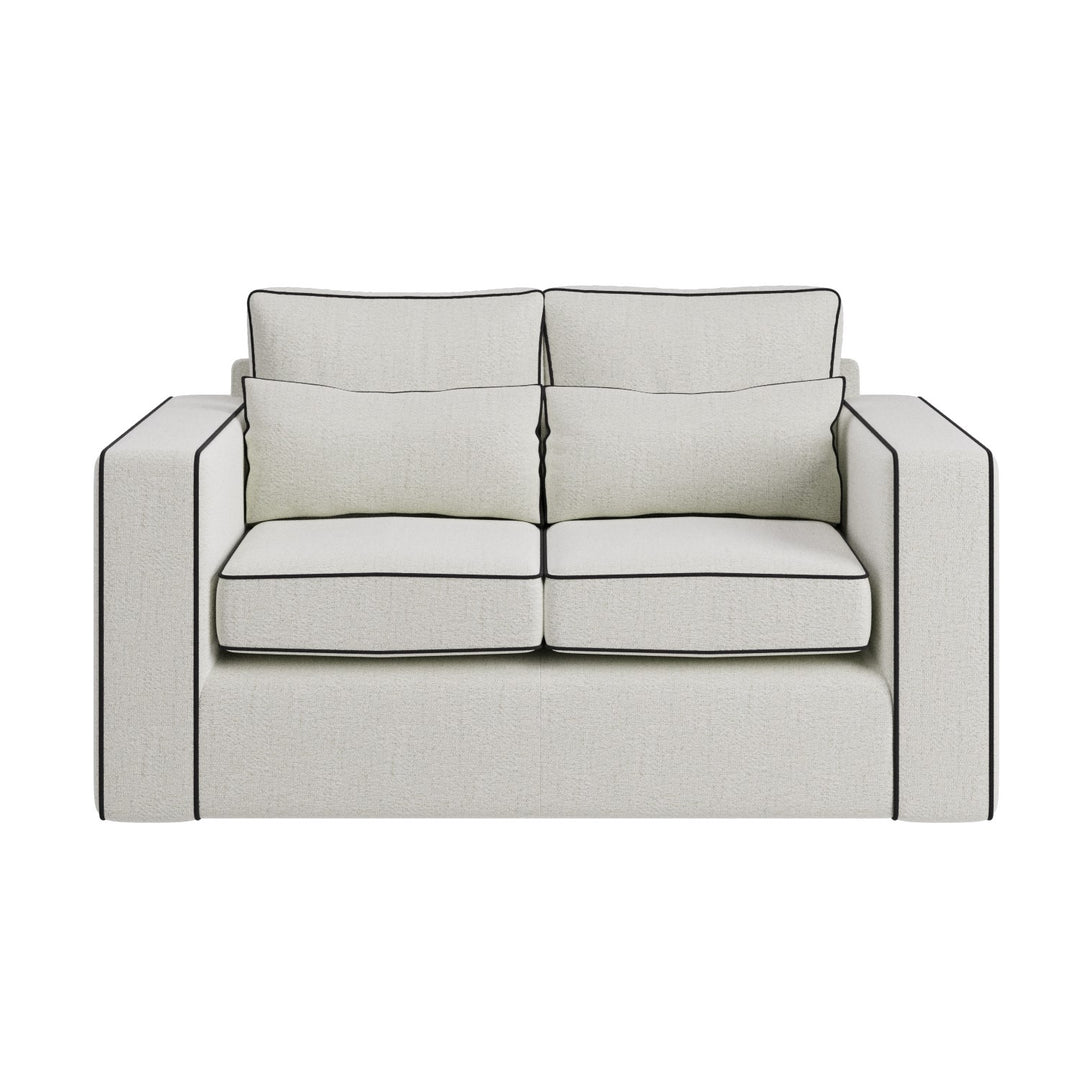 Cream Fabric 2 Seater Sofa with Black Contrast Piping sofa by DunePine - premium handmade upholstery available in UAE.