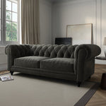 Load image into Gallery viewer, Grey Fabric Chesterfield 3 Seater Sofa sofa by DunePine - premium handmade upholstery available in UAE.