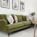 Load image into Gallery viewer, Olive Green Velvet Left Hand Facing 4 Seater Chaise Corner Sofa sofa by DunePine - premium handmade upholstery available in UAE.