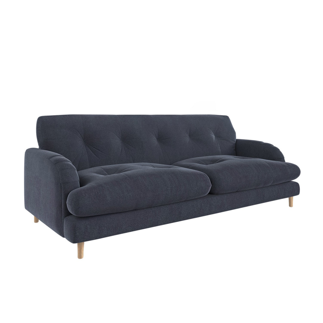Dark Blue Velvet 3 Seater Mid Century Sofa sofa by DunePine - premium handmade upholstery available in UAE.