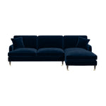 Load image into Gallery viewer, Navy Velvet Right Hand Facing 4 Seater Chaise Corner Sofa sofa by DunePine - premium handmade upholstery available in UAE.