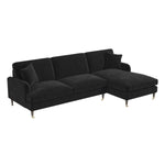Load image into Gallery viewer, Black Velvet Right Hand Facing 4 Seater Chaise Corner Sofa sofa by DunePine - premium handmade upholstery available in UAE.