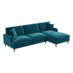 Load image into Gallery viewer, Teal Velvet Right Hand Facing 4 Seater Chaise Corner Sofa sofa by DunePine - premium handmade upholstery available in UAE.