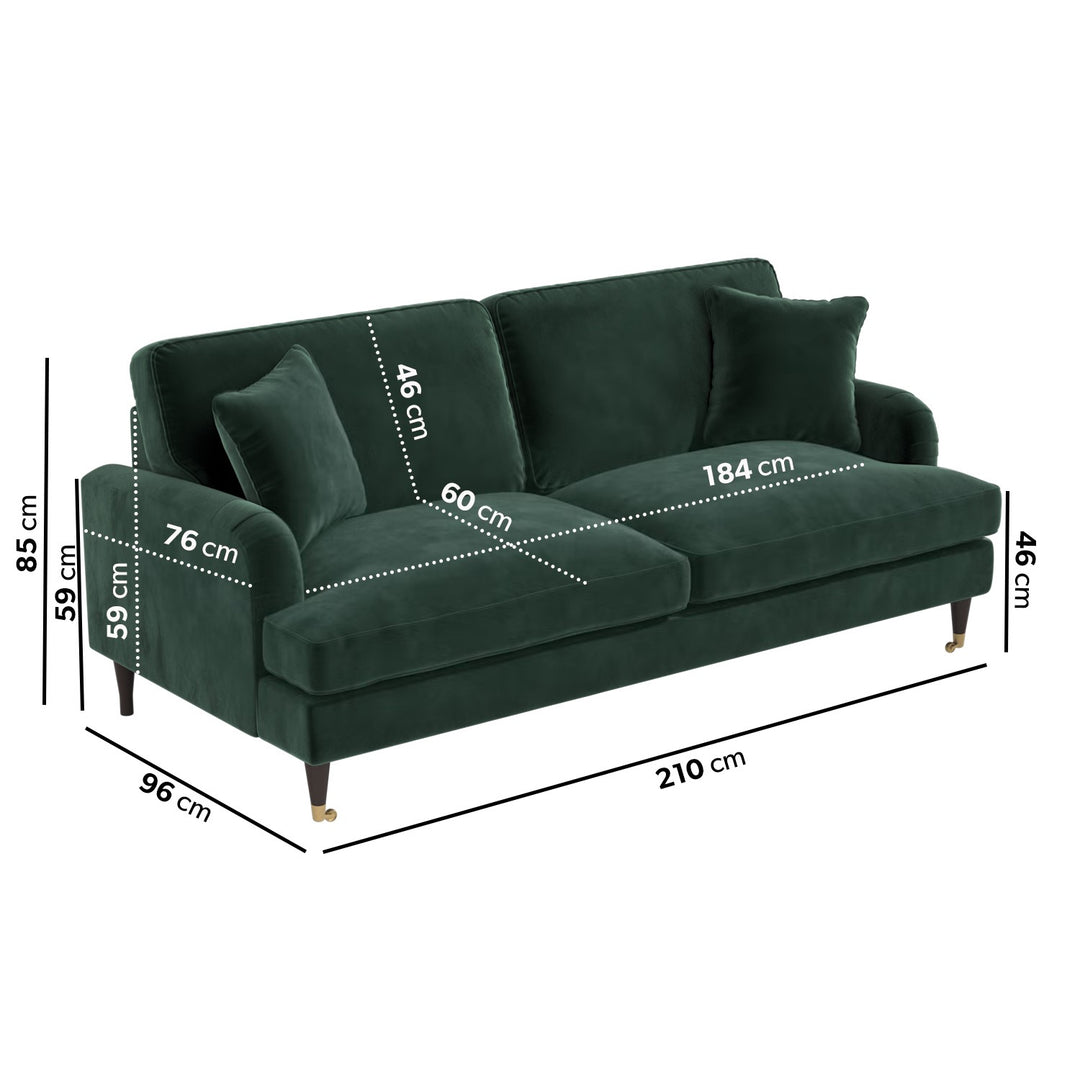 Dark Green Velvet 4 Seater Sofa sofa by DunePine - premium handmade upholstery available in UAE.
