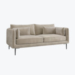 Load image into Gallery viewer, Beige Velvet 3 Seater Sofa with Square Arms sofa by DunePine - premium handmade upholstery available in UAE.