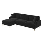 Load image into Gallery viewer, Black Velvet Left Hand Facing 4 Seater Chaise Corner Sofa sofa by DunePine - premium handmade upholstery available in UAE.